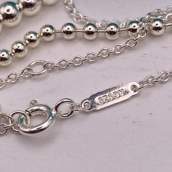 Tiffany & Co. Large Oval Splash Necklace Tiffany Blue Enamel Retired 28”-30” - Picture 6 of 6